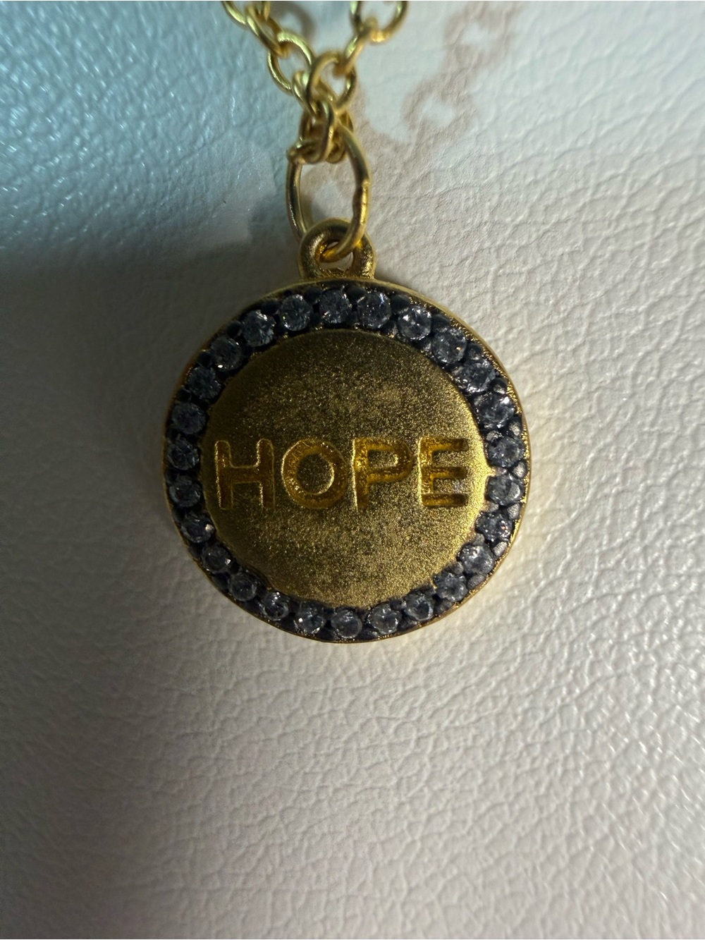 Gold 'HOPE' Pendant Necklace with Crystal Halo